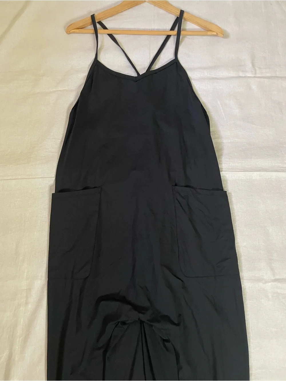 Halara Black relaxed spaghetti straps Pocket Jumpsuit